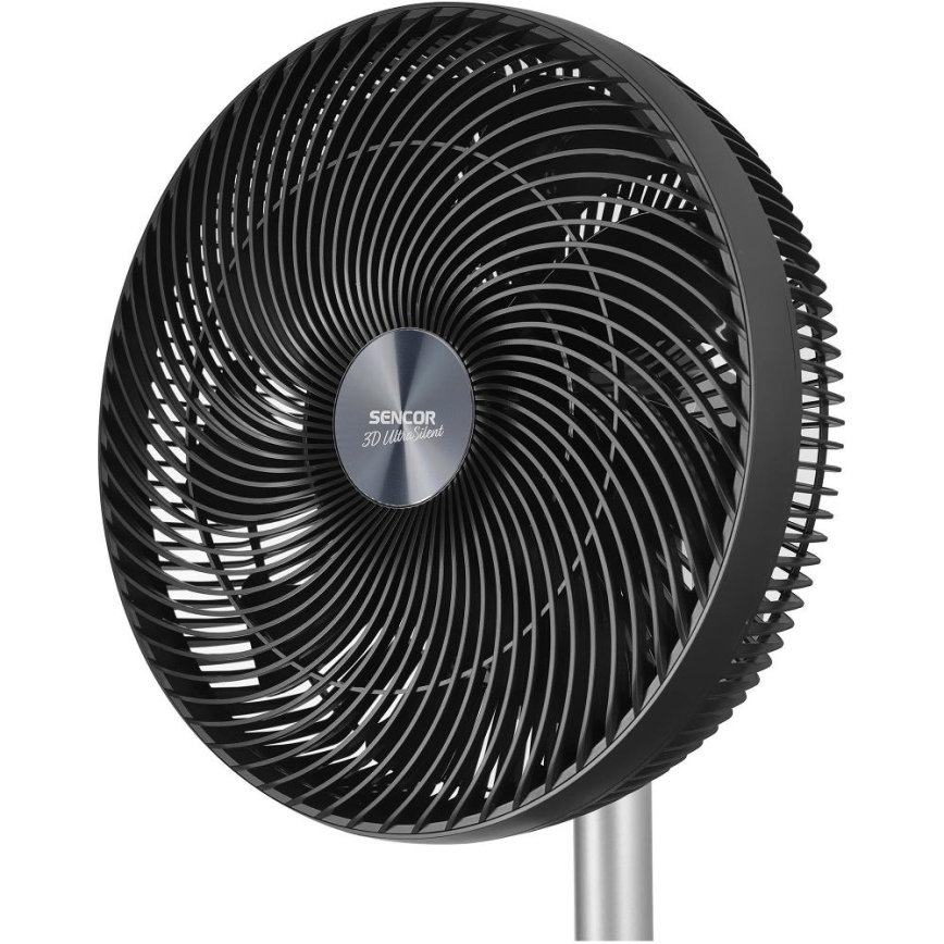 Sencor - Підлоговий вентилятор 3D UltraSilent 26W/230V Wi-Fi чорний + пульт дистанційного керування