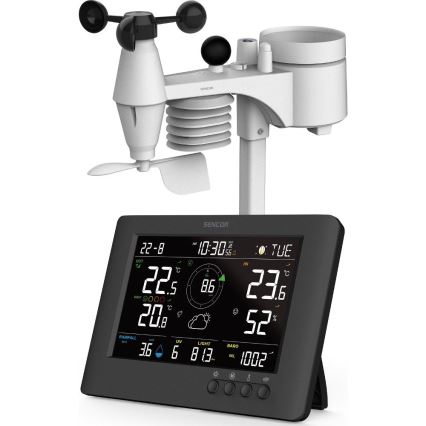Sencor - Професійна метеостанція з кольоровим LCD-дисплеєм та будильником 5V/1xCR2032 + 3xAA