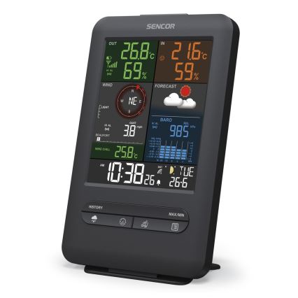 Sencor - Професійна метеостанція з РК-дисплеєм і будильником 1xCR2032 + 3xAA