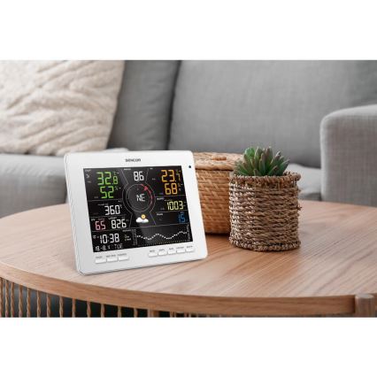 Sencor - Професійна метеостанція з кольоровим LCD-дисплеєм 5V 1xCR2032 + 3xAA + 2xAA Wi-Fi Tuya