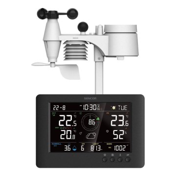 Sencor - Професійна метеостанція з кольоровим LCD-дисплеєм та будильником 5В/1xCR2032 + 3xAA