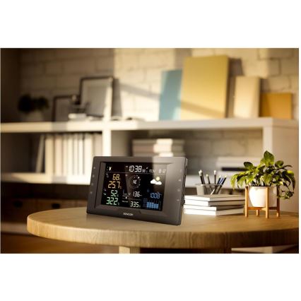 Sencor - Професійна метеостанція з кольоровим LCD-дисплеєм та будильником 5V/1xCR2032 + 3xAA