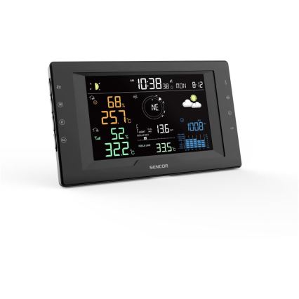 Sencor - Професійна метеостанція з кольоровим LCD-дисплеєм та будильником 5V/1xCR2032 + 3xAA