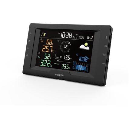Sencor - Професійна метеостанція з кольоровим LCD-дисплеєм та будильником 5V/1xCR2032 + 3xAA