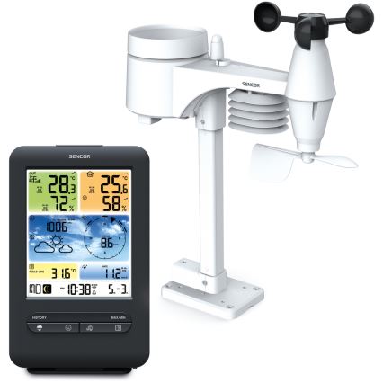 Sencor - Професійна метеостанція з кольоровим РК-дисплеєм 1xCR2032 + 3xAA Wi-Fi