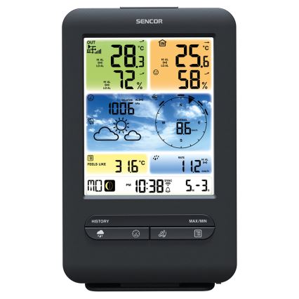 Sencor - Професійна метеостанція з кольоровим РК-дисплеєм 1xCR2032 + 3xAA Wi-Fi