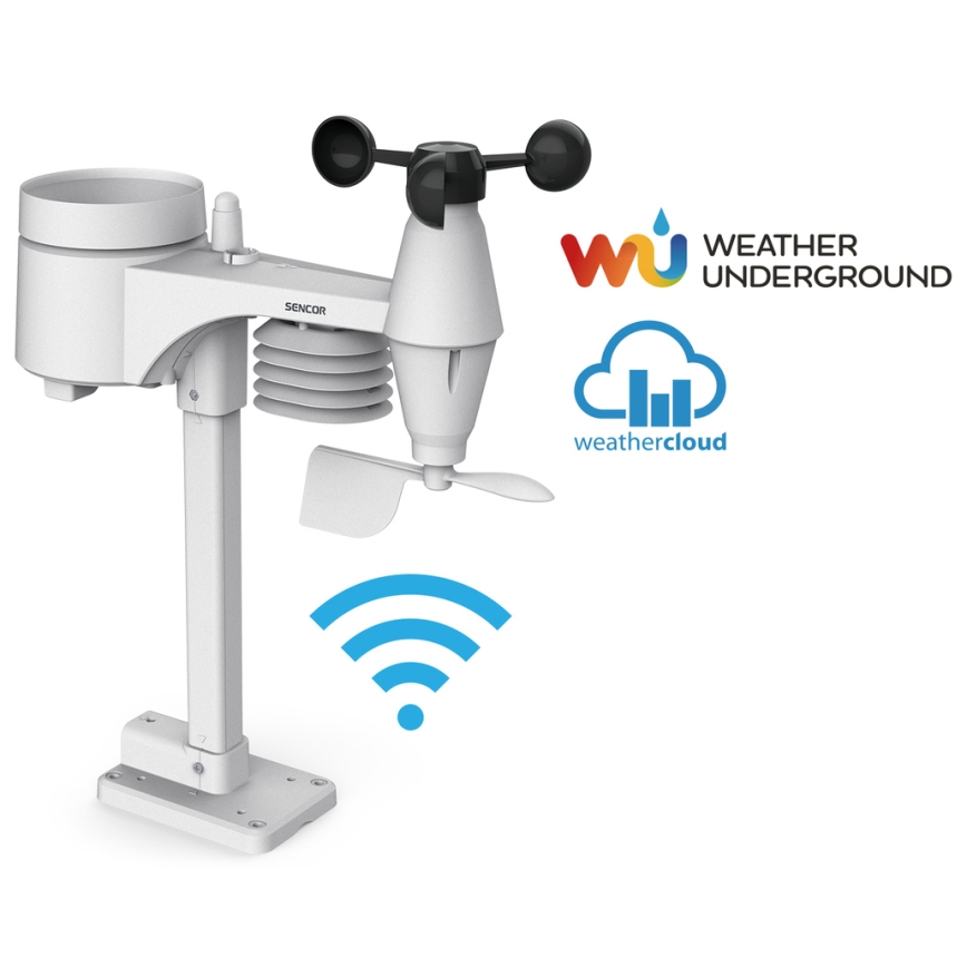 Sencor - Професійна метеостанція з кольоровим РК-дисплеєм 1xCR2032 + 3xAA Wi-Fi
