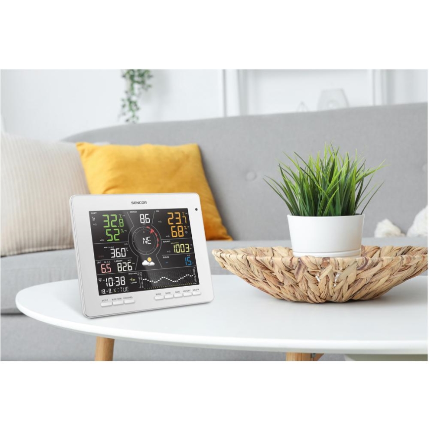 Sencor - Професійна метеостанція з кольоровим РК-дисплеєм 1xCR2032 Wi-Fi Tuya