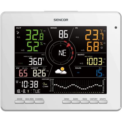 Sencor - Професійна метеостанція з кольоровим РК-дисплеєм 1xCR2032 Wi-Fi Tuya