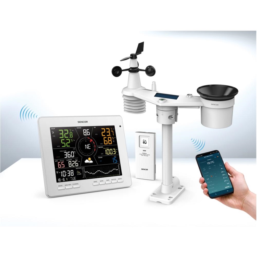 Sencor - Професійна метеостанція з кольоровим РК-дисплеєм 1xCR2032 Wi-Fi Tuya
