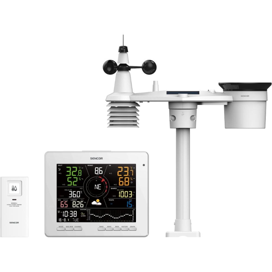 Sencor - Професійна метеостанція з кольоровим РК-дисплеєм 1xCR2032 Wi-Fi Tuya