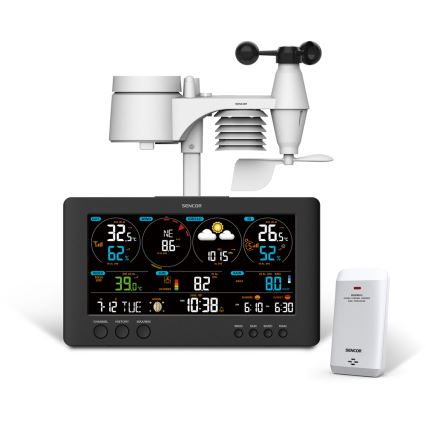 Sencor - Професійна метеостанція з кольоровим РК-дисплеєм 5V/1xCR2032 + 3xAA Wi-Fi