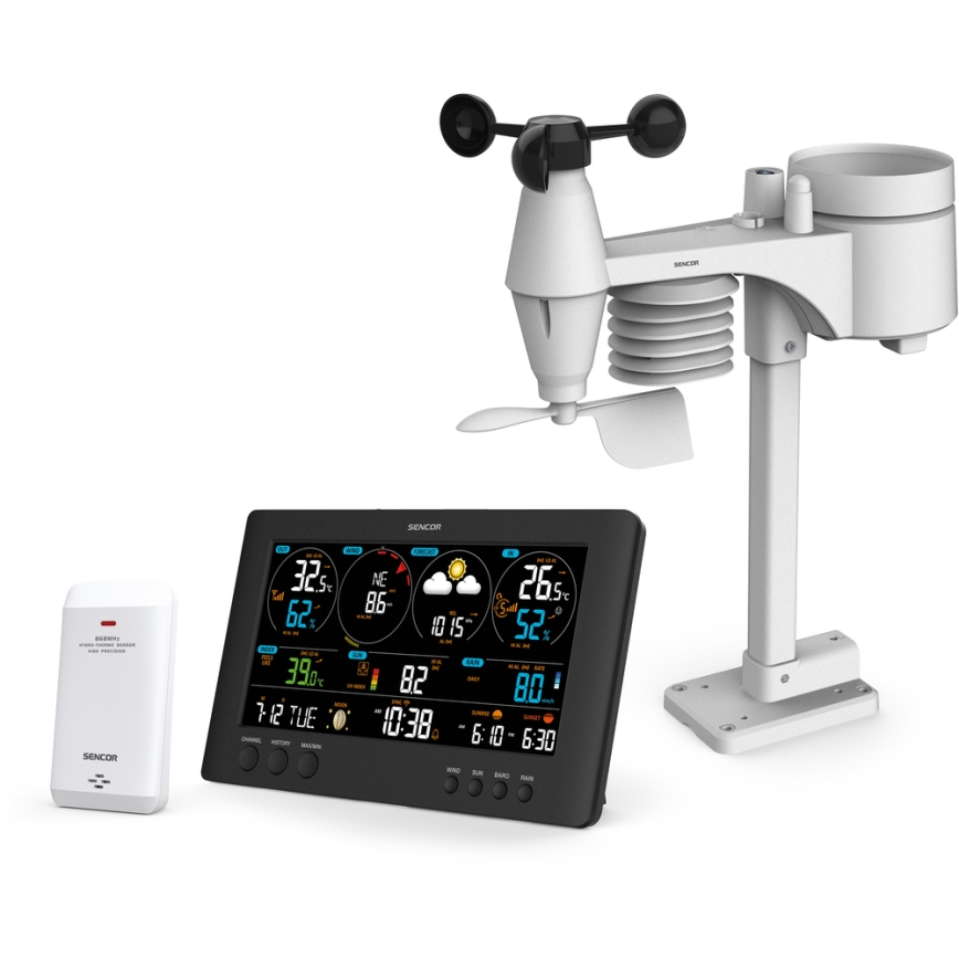 Sencor - Професійна метеостанція з кольоровим РК-дисплеєм 5V/1xCR2032 + 3xAA Wi-Fi