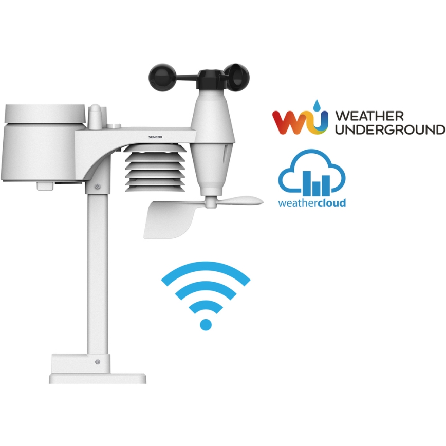 Sencor - Професійна метеостанція з кольоровим РК-дисплеєм 5V/1xCR2032 + 3xAA Wi-Fi