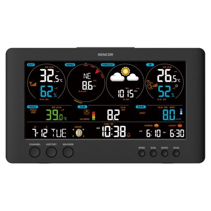 Sencor - Професійна метеостанція з кольоровим РК-дисплеєм 5V/1xCR2032 + 3xAA Wi-Fi