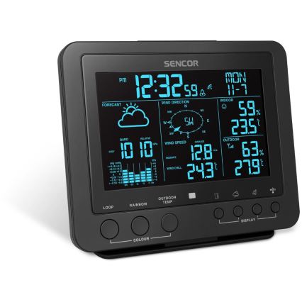 Sencor - Профессиональная метеостанция с цветным ЖК-дисплеем 5V/1xCR2032 + 3xAA
