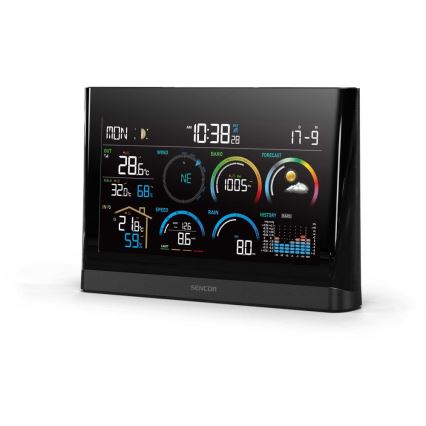 Sencor - Профессиональная метеостанция с цветным LCD-дисплеем и будильником 5V/3xAAA + 3xAA
