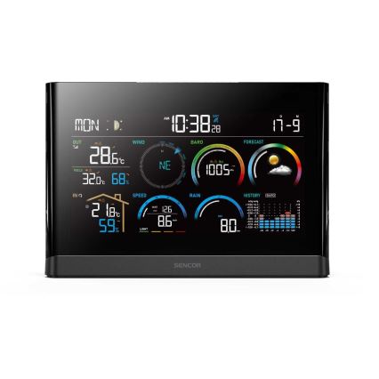 Sencor - Профессиональная метеостанция с цветным LCD-дисплеем и будильником 5V/3xAAA + 3xAA