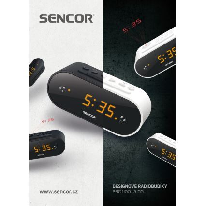 Sencor - Радиобудильник с LED-дисплеем и проектором 5W/230V белый