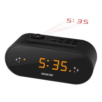 Sencor - Радіобудильник з РК-дисплеєм та проектором 5W/230V чорний