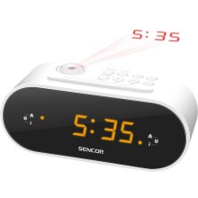 Sencor - Радіобудильник з РК-дисплеєм та проектором 5W/230V білий
