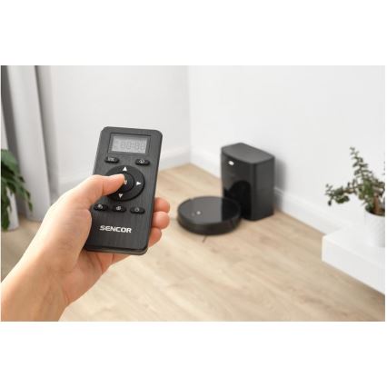 Sencor - Робот-пилосос 2 в 1 з мопом 16W/2600 mAh Wi-Fi чорний + пульт дистанційного керування