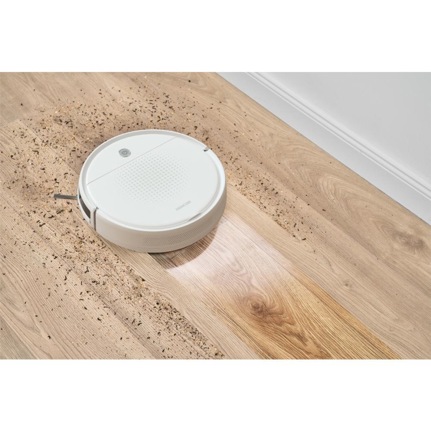 Sencor - Робот-пилосос з функцією миття 2 в 1, 18 Вт/1500 мАг, білий + дистанційне керування