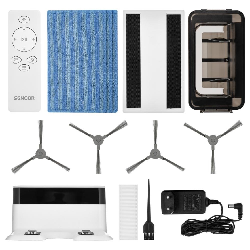 Sencor - Робот-пилосос з функцією миття 2 в 1, 18 Вт/1500 мАг, білий + дистанційне керування