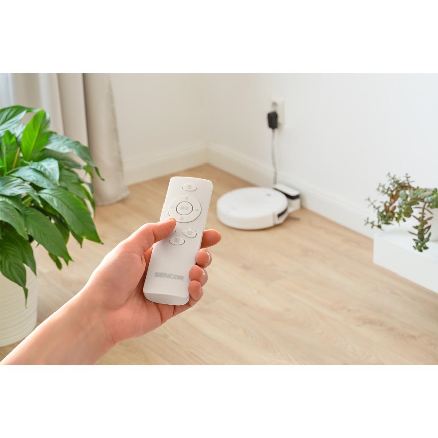 Sencor - Робот-пилосос зі шваброю 2в1 18W/1500 mAh білий + пульт дистанційного керування