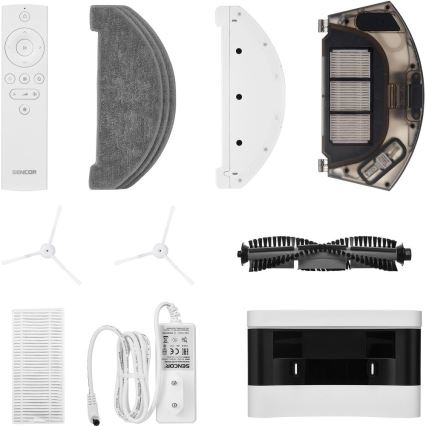 Sencor - Робот-пылесос 2-в-1 с функцией влажной уборки, 50 Вт/5000 мА·ч, Wi-Fi, белый + пульт дистанционного управления