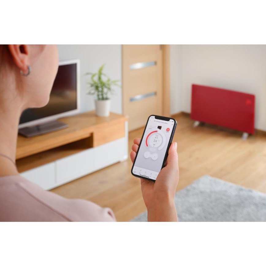 Sencor - Розумний електричний прямий обігрівач/конвектор 1200/2400 Вт/230 В IP24 Wi-Fi червоний