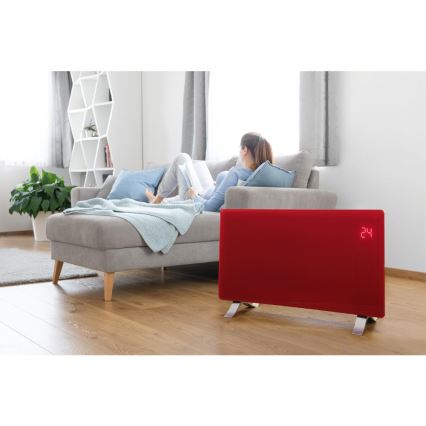 Sencor - Розумний електричний прямий обігрівач/конвектор 1200/2400 Вт/230 В IP24 Wi-Fi червоний