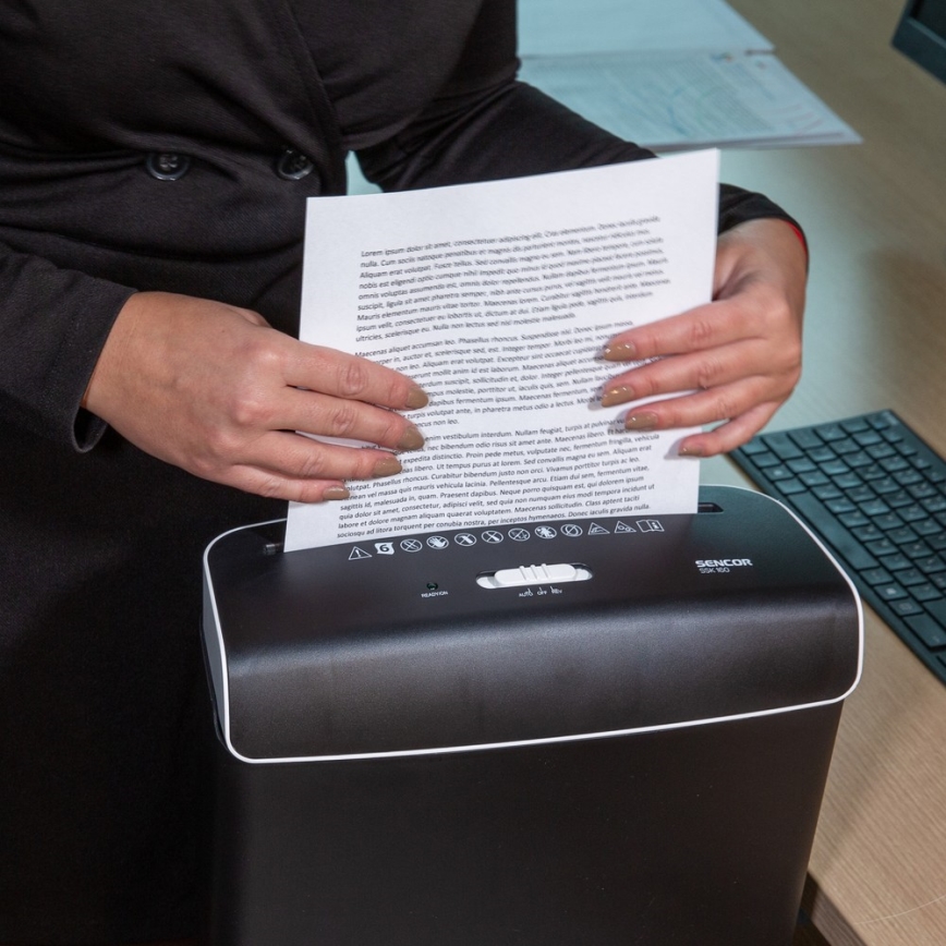 Sencor - Шредер A4 об'єм 7 л 230V чорний