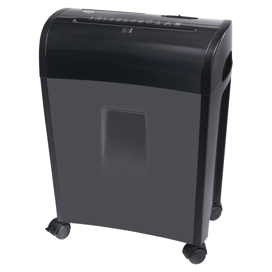 Sencor - Шредер для компакт-дисків та паперу A4 об'єм 14 л 230V чорний
