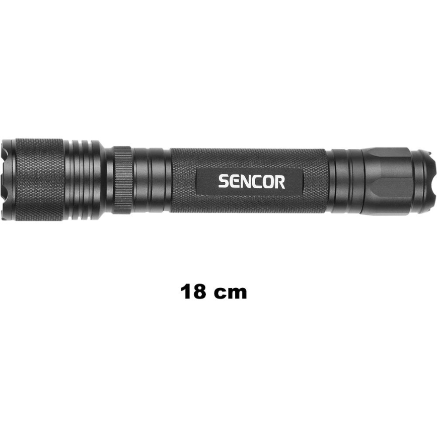 Sencor - Светодиодный алюминиевый фонарик LED/5W/6xAAA IP44 черный