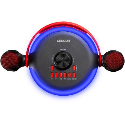 Sencor - Светодиодный динамик с беспроводными микрофонами 4000 mAh + 2x 1200 mAh