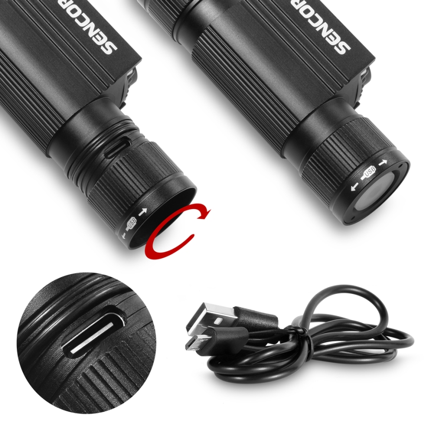 Sencor - Світлодіодний акумуляторний алюмінієвий налобний ліхтар LED/5W/2600 mAh IP65