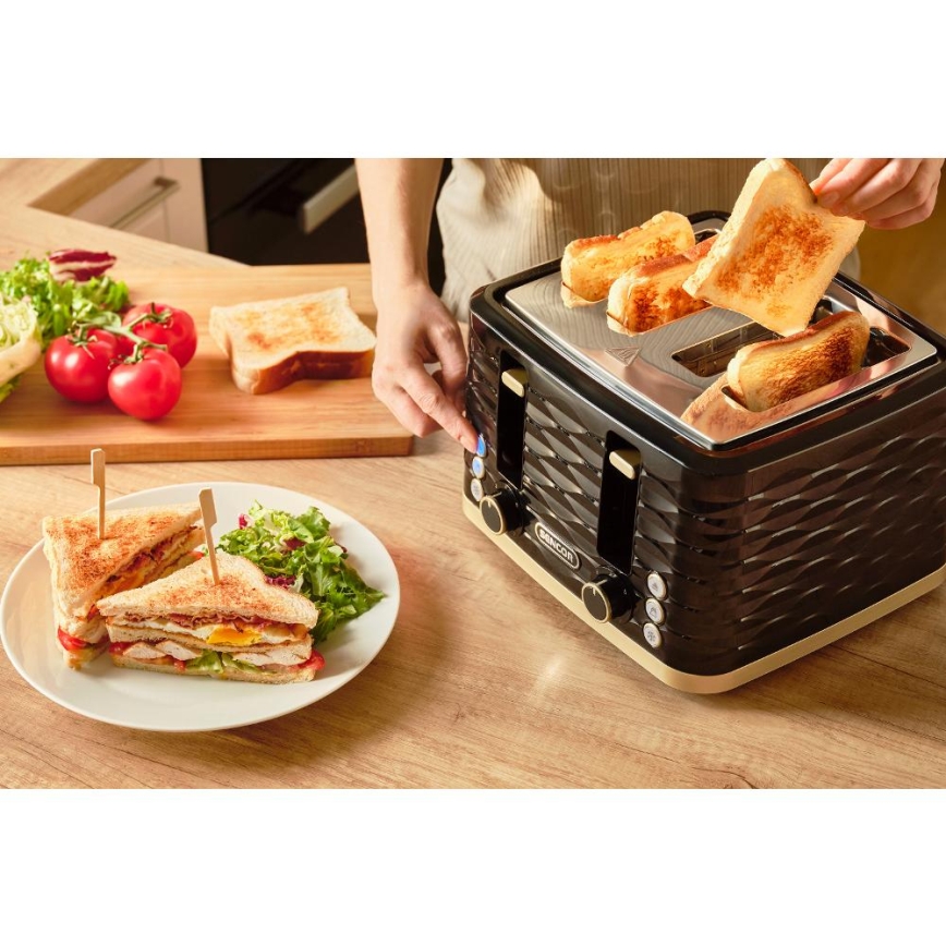 Sencor - тостер із чотирма щілинами 1600W/230V чорний/бежевий