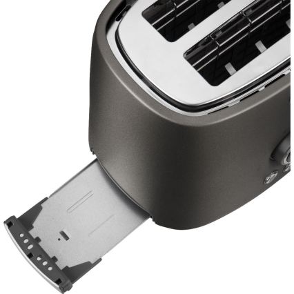 Sencor - Тостер на 2 ломтика с решёткой для подогрева булочек, 1000 Вт/230 В, антрацит