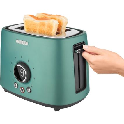 Sencor - Тостер на два ломтика с решёткой для подогрева, 1000 Вт/230 В, мятный
