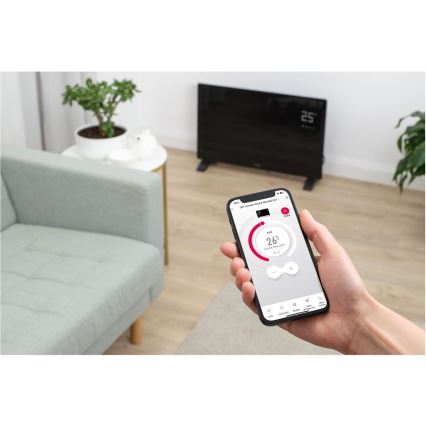 Sencor - Умный электрический конвектор/нагреватель 2000 Вт/230 В IP24 Wi-Fi черный + пульт дистанционного управления