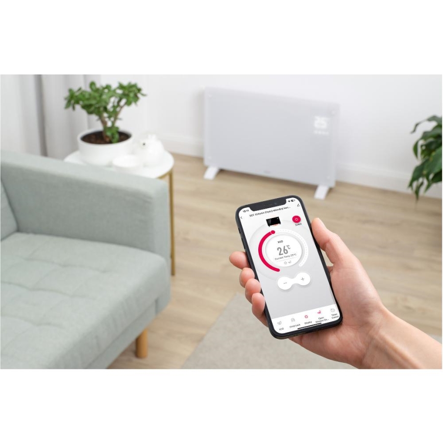 Sencor - Умный электрический прямоточный обогреватель/конвектор 2000W/230V IP24 Wi-Fi белый + пульт дистанционного управления