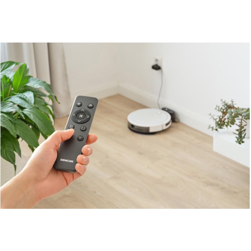 Sencor - Умный робот-пылесос со шваброй 2в1 28W/2600 mAh Wi-Fi белый + дистанционное управление