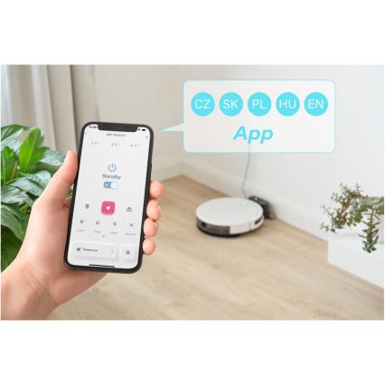 Sencor - Умный робот-пылесос со шваброй 2в1 28W/2600 mAh Wi-Fi белый + дистанционное управление