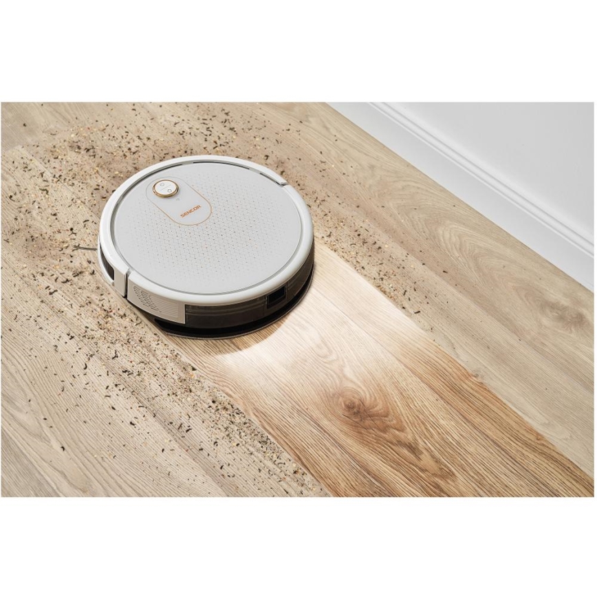 Sencor - Умный робот-пылесос со шваброй 2в1 28W/2600 mAh Wi-Fi белый + дистанционное управление