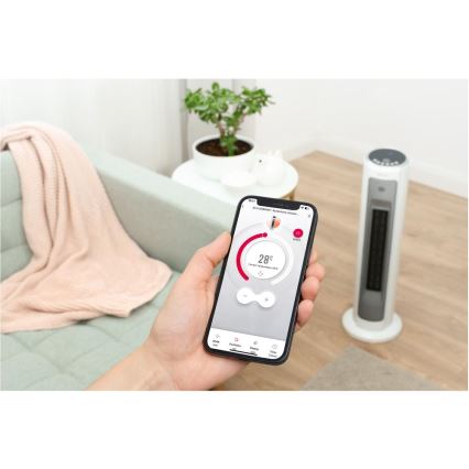 Sencor - Вентилятор з керамічним нагрівачем 2200 Вт/230 В Wi-Fi білий + пульт дистанційного керування