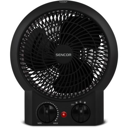 Sencor - Вентилятор/обігрівач з нагрівальним елементом 1200/2000W/230V чорний