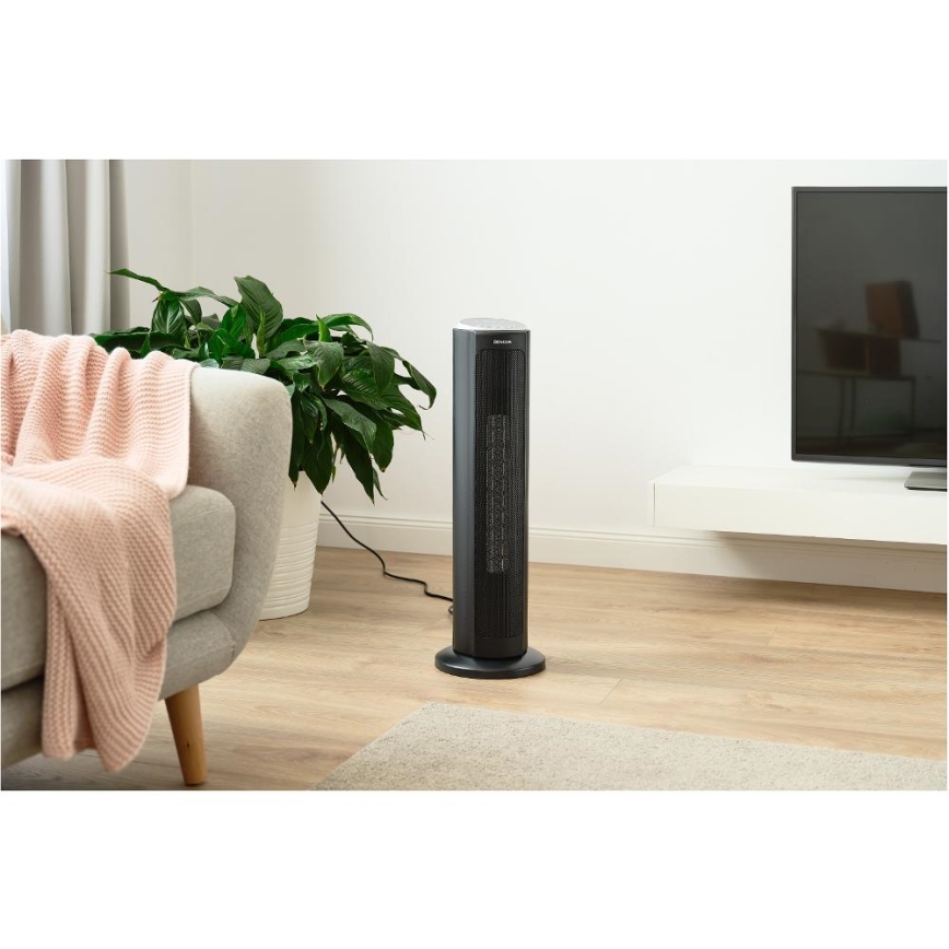 Sencor - Тепловентилятор із керамічним нагрівальним елементом 1300/2200W/230V чорний + дистанційне керування