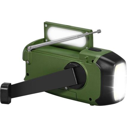 Sencor - Кемпинговое радио с солнечной панелью и светодиодным фонарем 5V/2000 mAh IPX4 зеленый