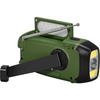 Sencor - Кемпинговое радио с солнечной панелью и светодиодным фонарем 5V/2000 mAh IPX4 зеленый